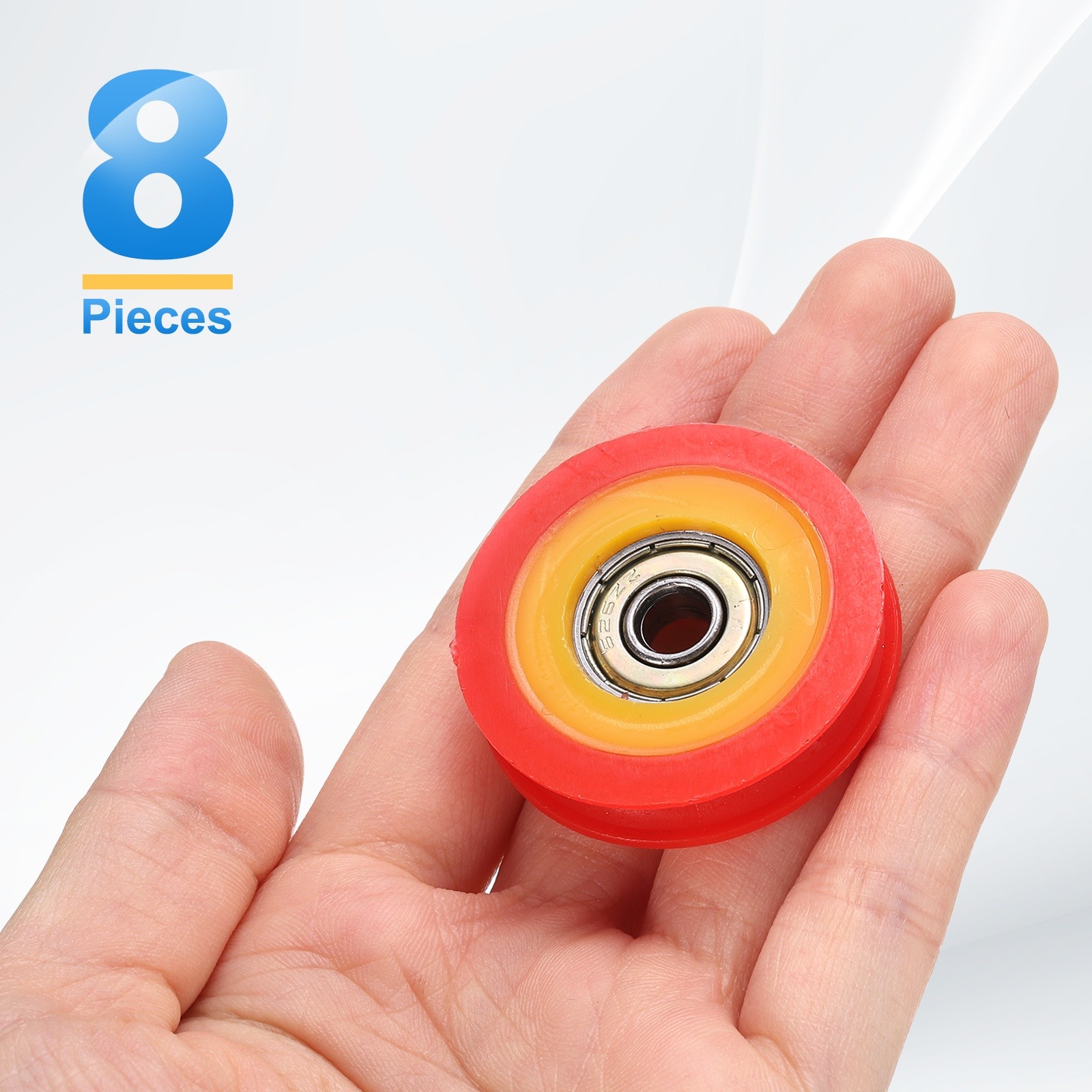 8 Pcs 6x39x9mm Red U Type Groove Plastic Guide Bearing Roller Wheels