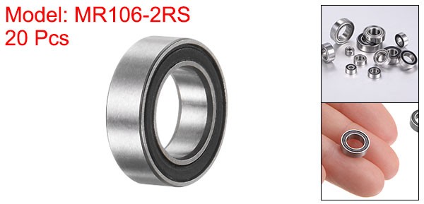 20pcs MR106-2RS 6x10x3mm Chrome Steel Mini Bearing Double Sealed ABEC3