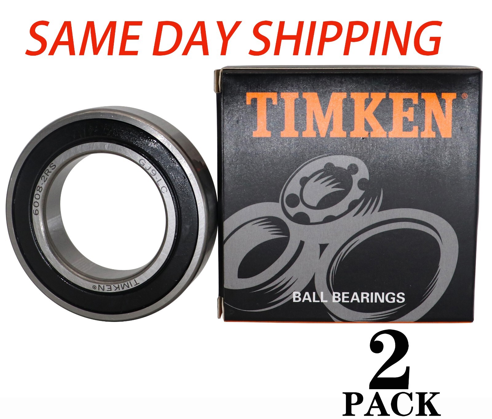 2PCS TIMKEN 6008-2RS 40X68X15MM Double Rubber Seal Ball Bearings 6008RS
