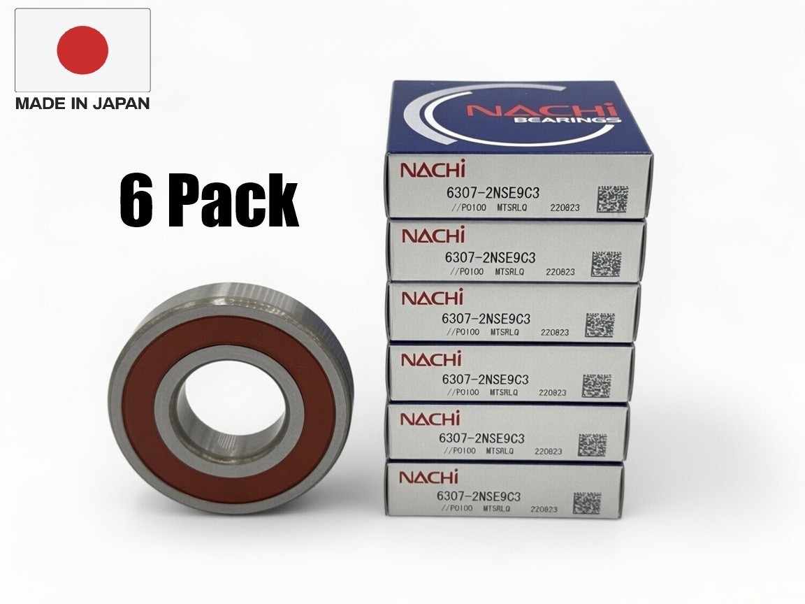 6 PACK, 6307-2RS C3 (2NSE9 C3) NACHI-Japan, 35X80X21mm, NEW