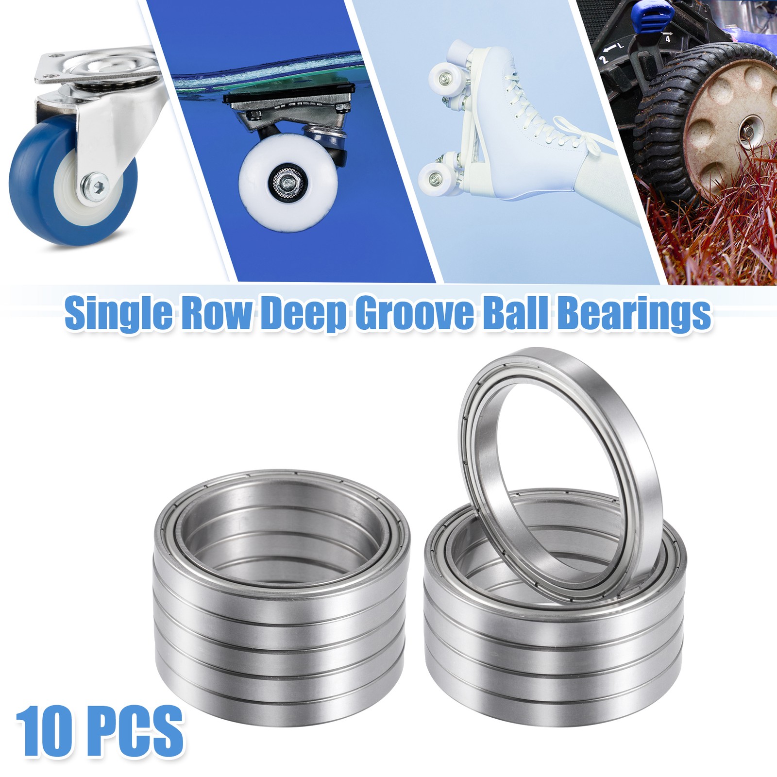 10 Pcs 45x58x7mm 6809ZZ Car Single Row Deep Groove Ball Bearings Silver Tone