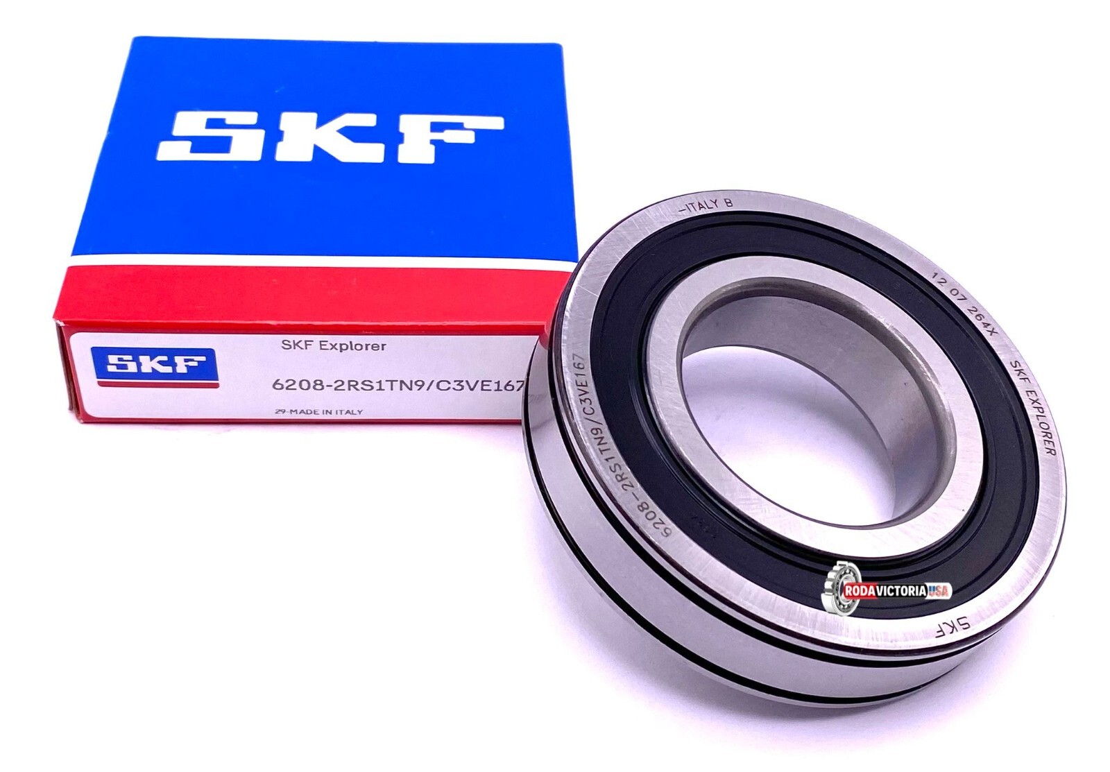 SKF 6208 2RS1 TN9 C3 VE167 Deep Groove Ball Bearing, Rubber Sealed 40x80x18 mm