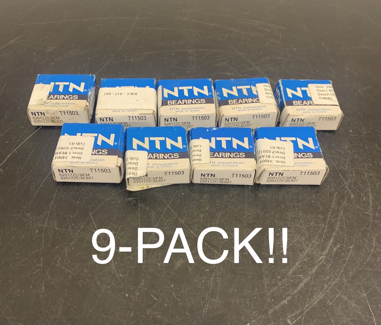 Wow! 9-PACK!! NTN 6201ZZC3/EM Standard Small Ball Bearing T11503