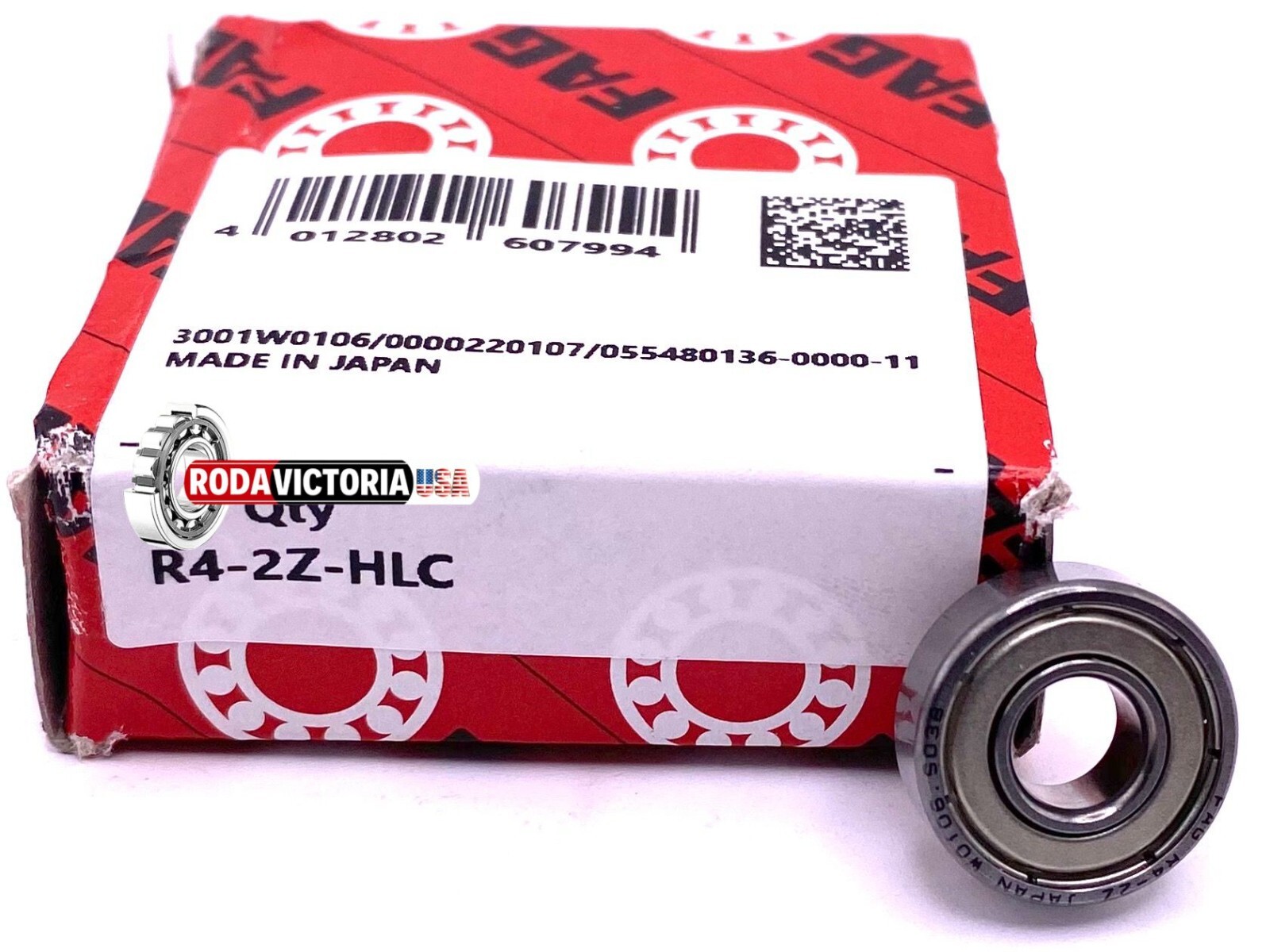 FAG R4 ZZ HLC DEEP GROOVE BALL BEARING, METAL SHIELDED 1/4″x5/8″x0.196″ inch