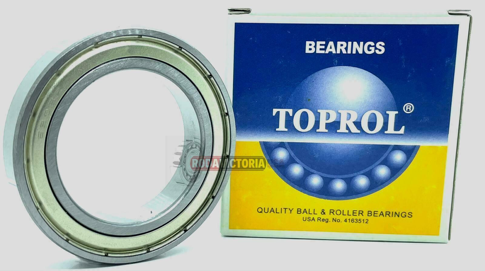 TOPROL 6908 ZZ DEEP GROOVE BALL BEARING, METAL SHIELDED 40x62x12 mm
