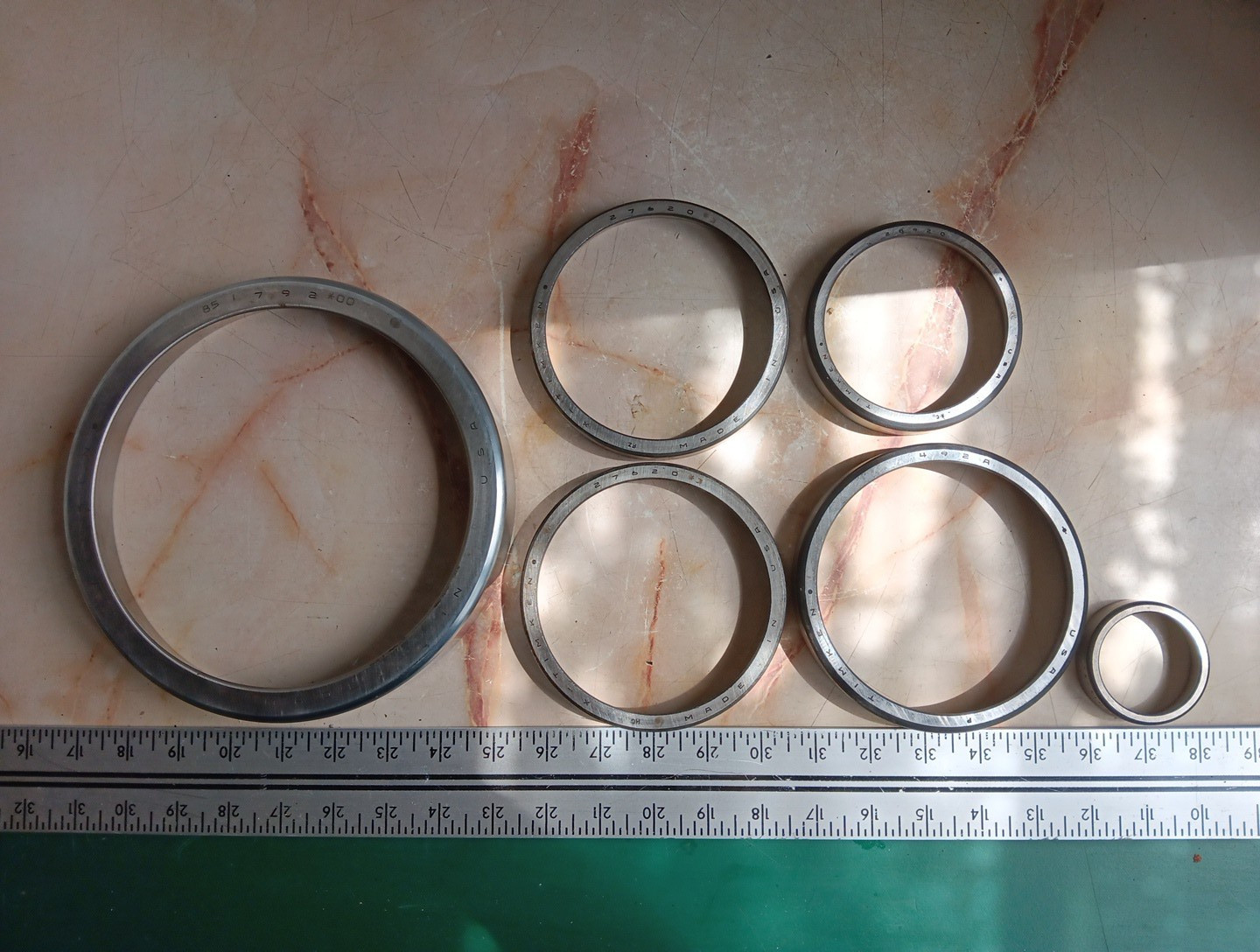 TIMKEN ASSORTED ROLLER BEARING CUPS – 27620 792A 28920 792 1922 – LOT OF 6 Races