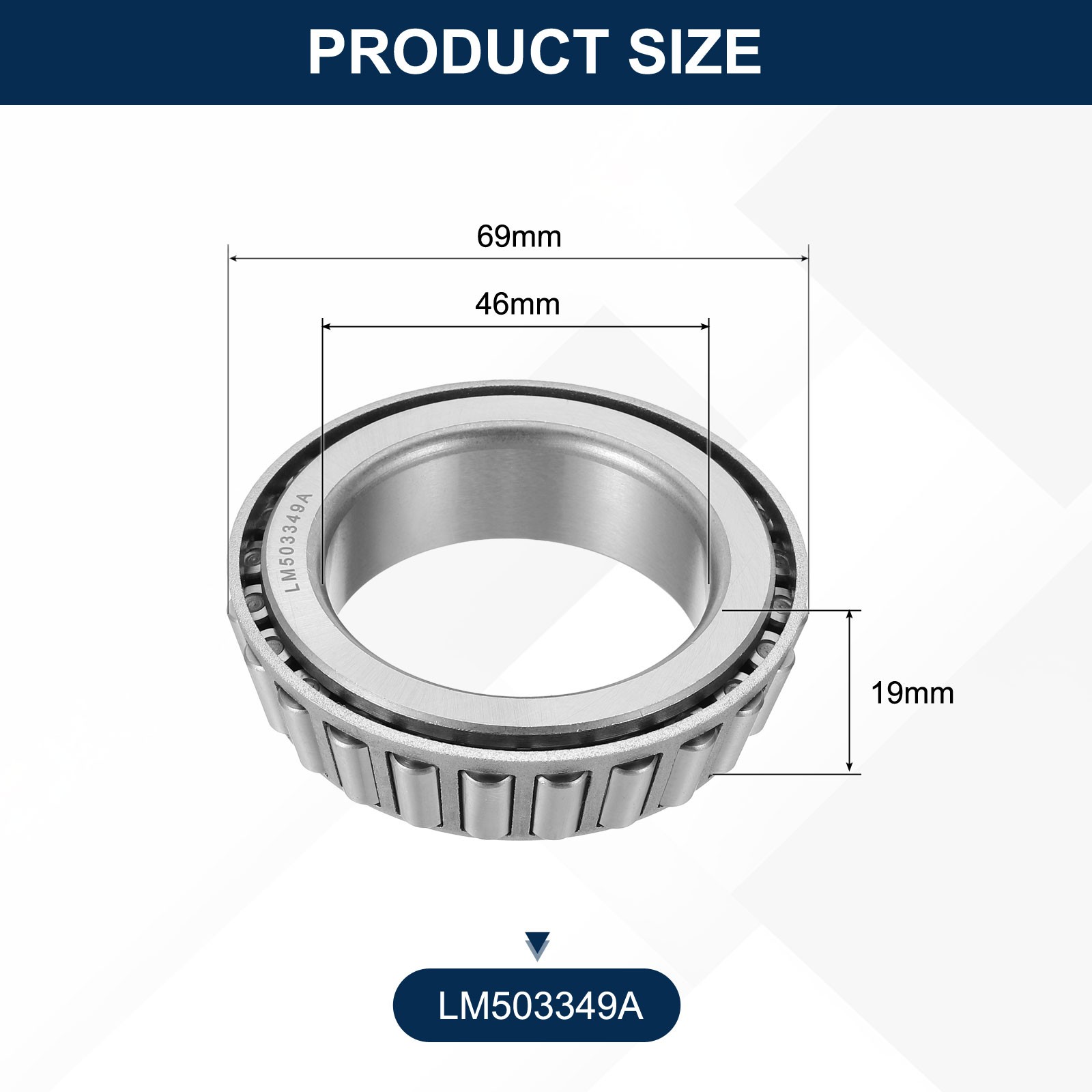 46mm Bore 69mm OD LM503349A Tapered Roller Bearing Cone 19mm Thick Chrome Steel