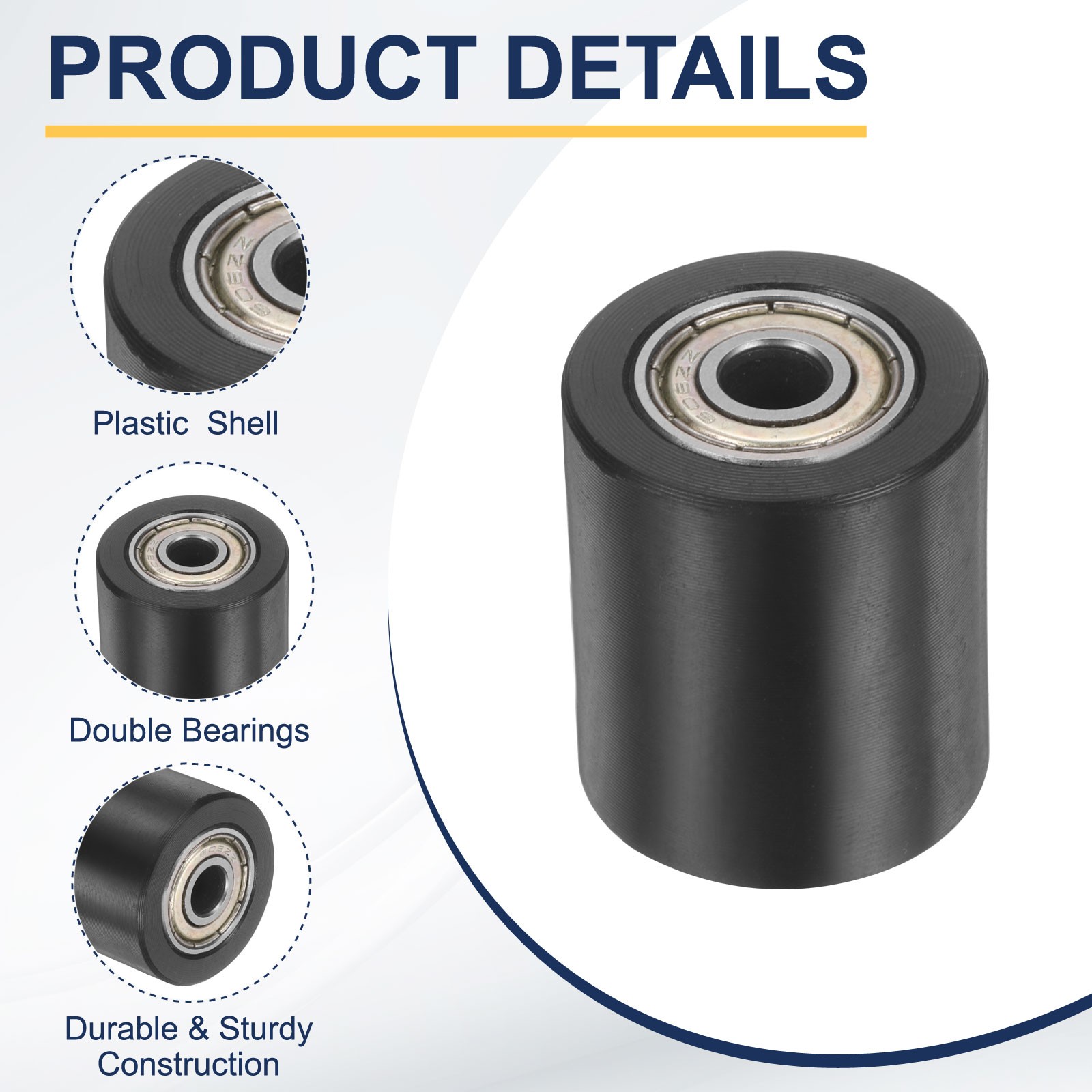 4 Pcs Plastic Roller Wheel 1/4″ x 1″ x 1-5/32″ Bearing Pulley with Bearings