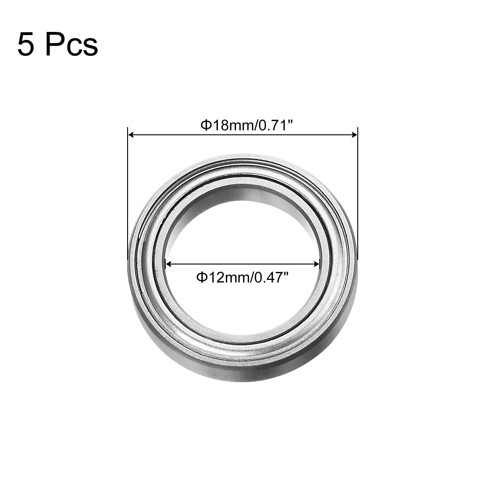 5pcs 6701ZZ Deep Groove Ball Bearings Chrome Steel Z2 Bearing 12mm x 18mm x 4mm