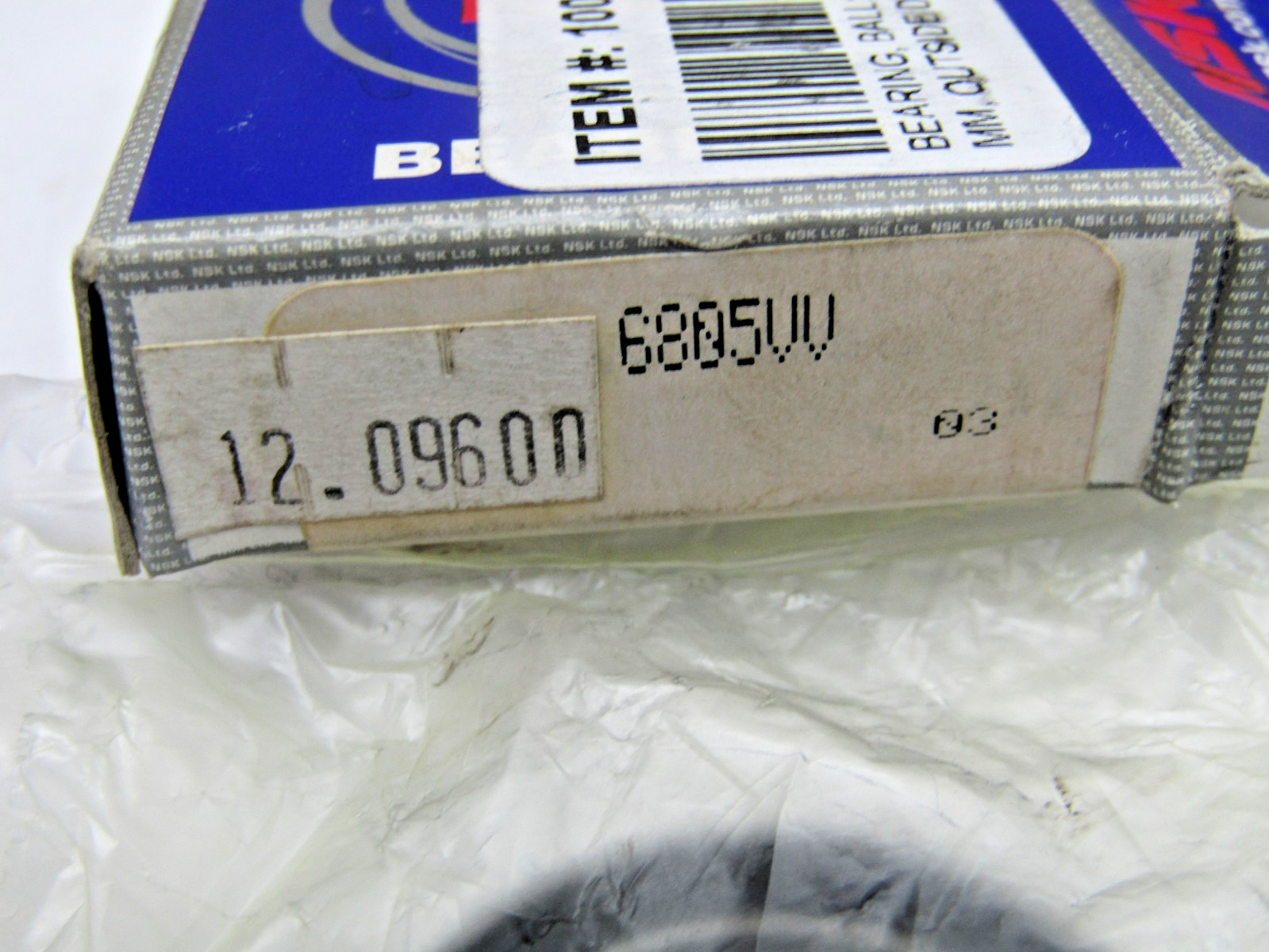 NSK 6805VV 25mm X 37mm X 7mm Sealed Bearing