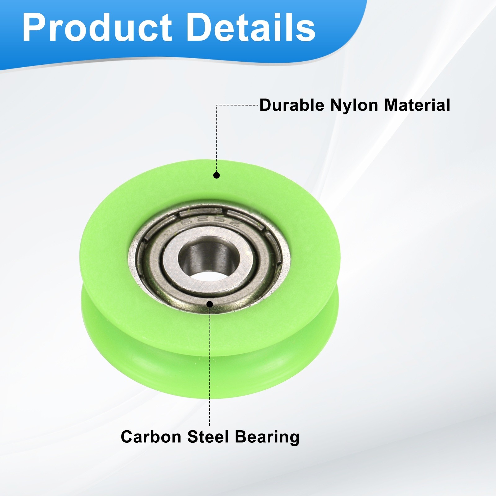 10 Pcs Green Groove Nylon Plastic Guide Bearing 5x23x7mm Pulley Roller