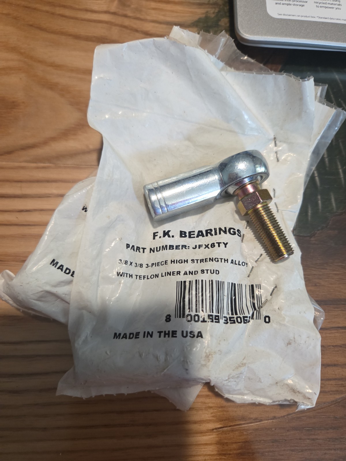 FK Bearing JFX6TY Rod End Bearing 3/8″ID x 3/8-24 RIGHT HAND Threads W/ TEFLON