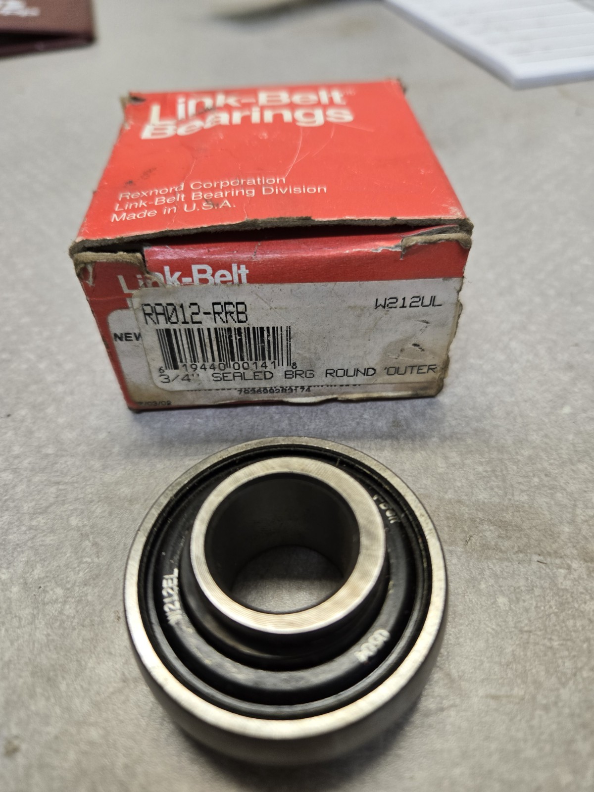 LINK BELT OEM RA012-RRB 3/4 inch sealed Bearing W212ul New old Stock MADE IN USA