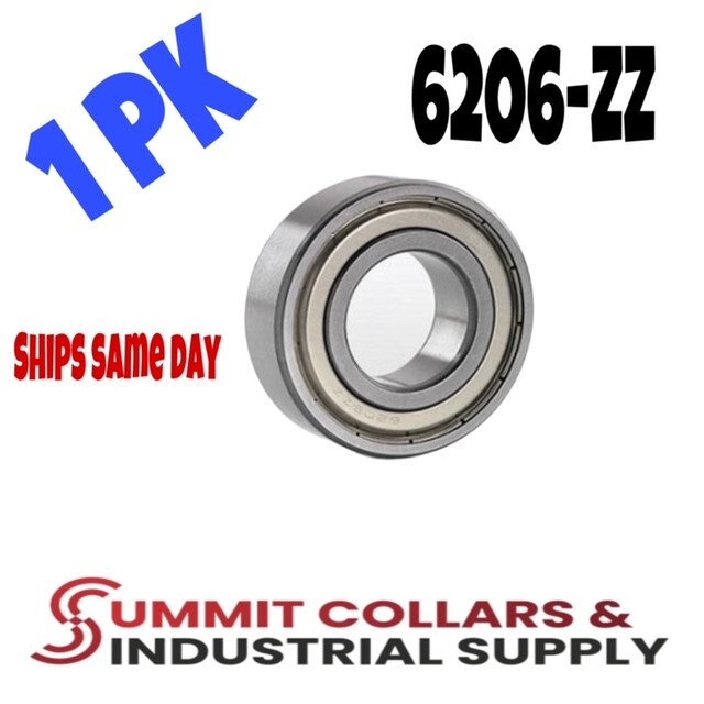 6206-ZZ Ball Bearing Premium Metal Shielded 30x62x16 mm (Qty 1)