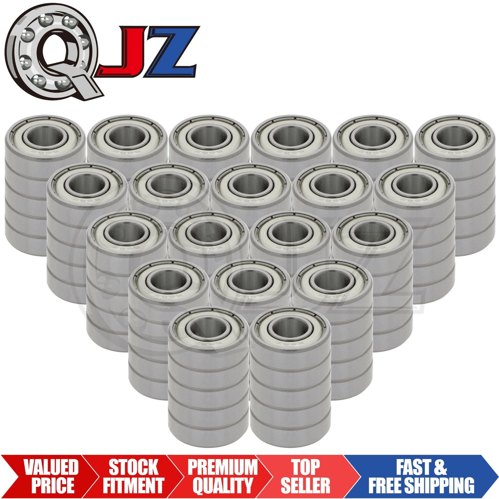[Qty.100] New 698-ZZ Single-Row Radial Ball Bearing [8mm Bore x 19mm OD x 6mm W]