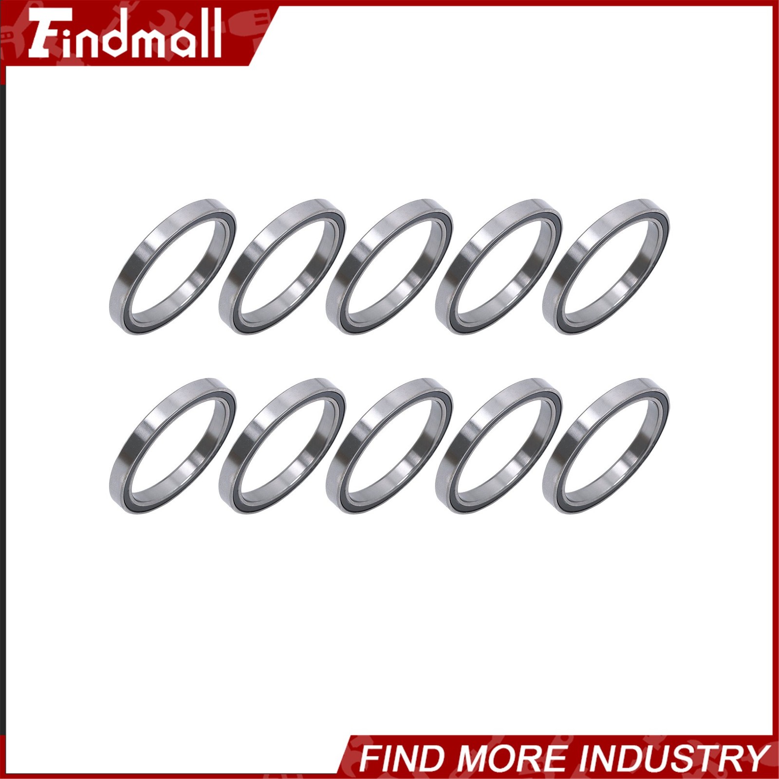 Findmall 10pcs 6708-2RS Ball Bearings 40x50x6mm Double Sealed Pre-Lubricated