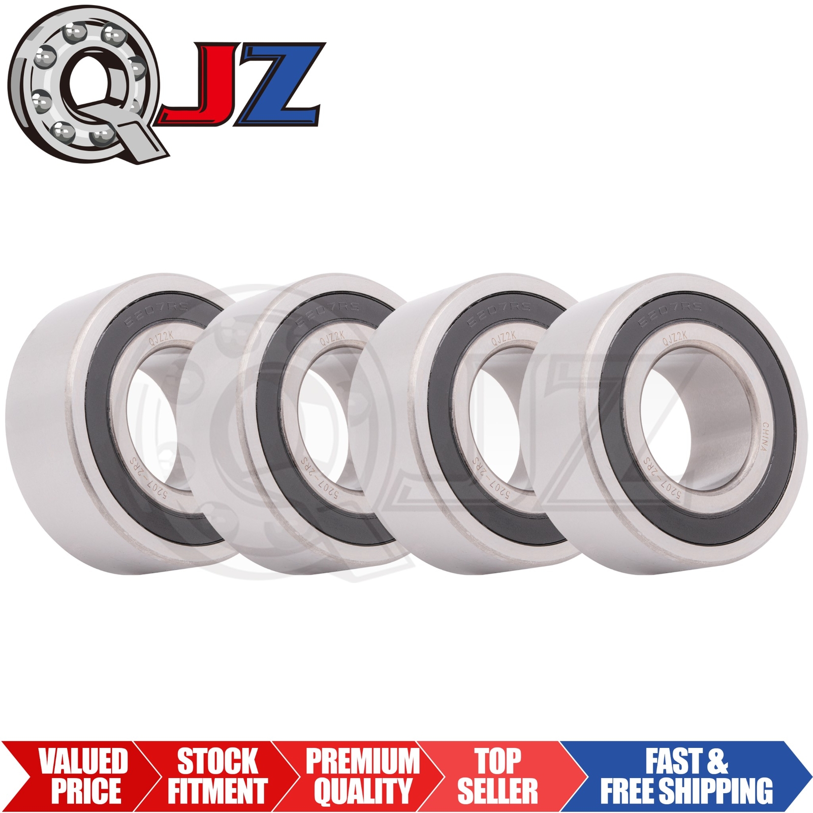 [Qty.4] 5207-2RS New Angular Contact Ball Bearing [35mm Bore x 72mm OD x 27mm W]