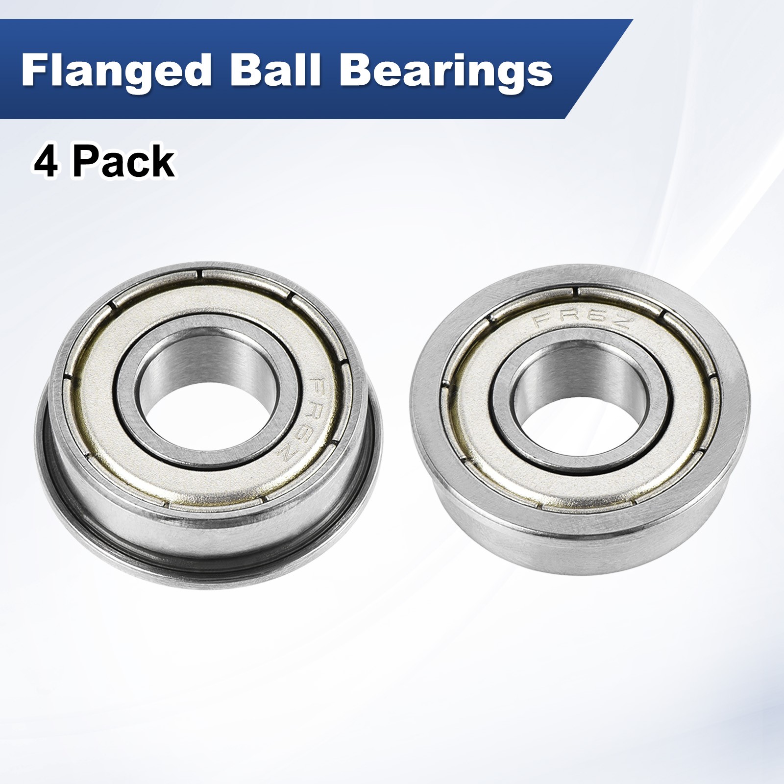 4-Pack FR6ZZ Flanged Ball Bearing, 3/8″ x 7/8″ x 9/32″ Metal Sealed