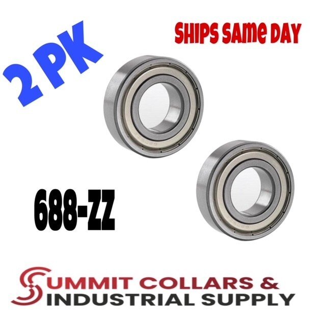 688-ZZ Ball Bearing Supreme Metal Shielded 8x16x5mm (2 PACK)
