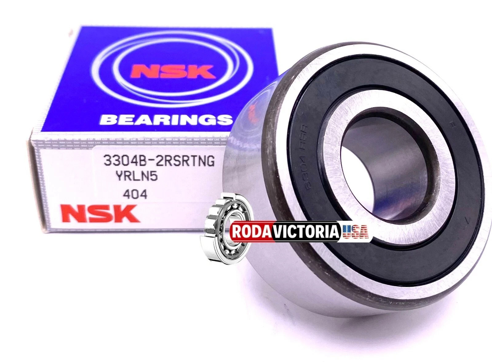 NSK 3304B 2RSRTNG C3 Angular Contact Ball Bearing, Rubber Sealed 20x52x22.2 mm