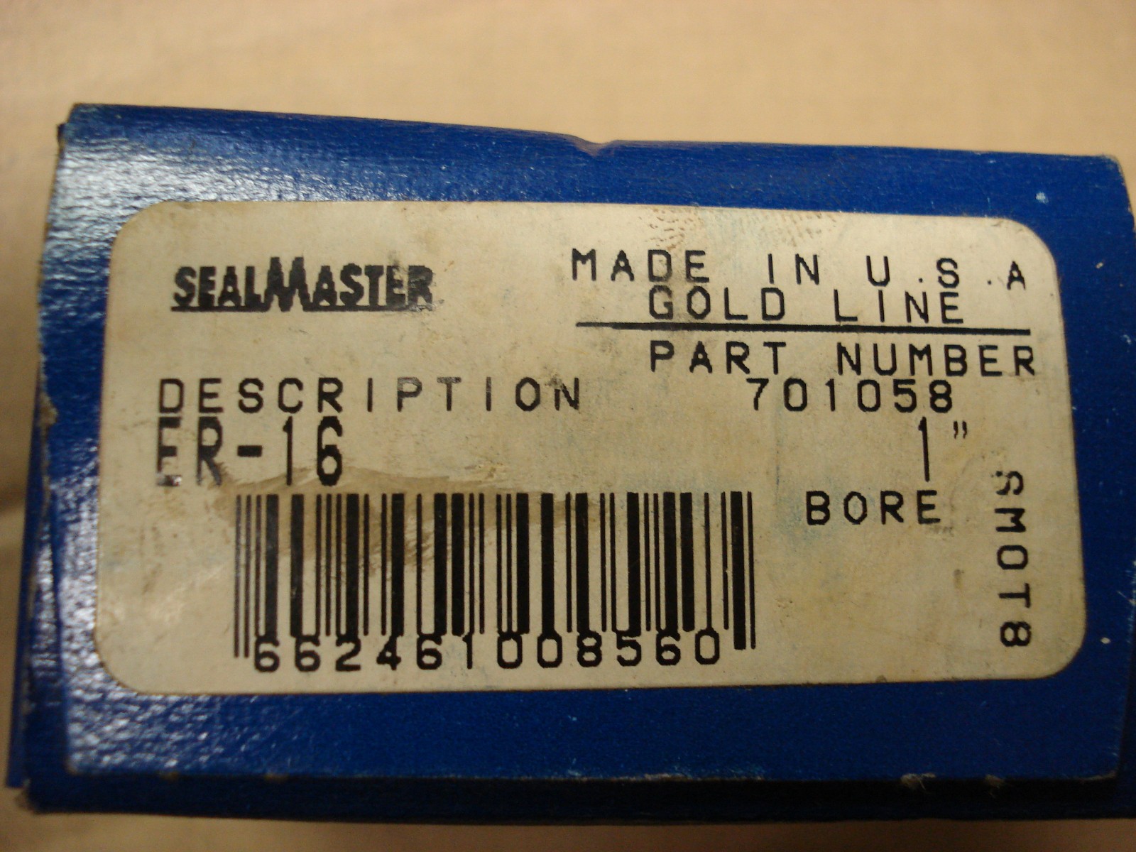 Sealmaster Gold Line Bearing ER-16, 1″ Bore P/N 701058 NOS
