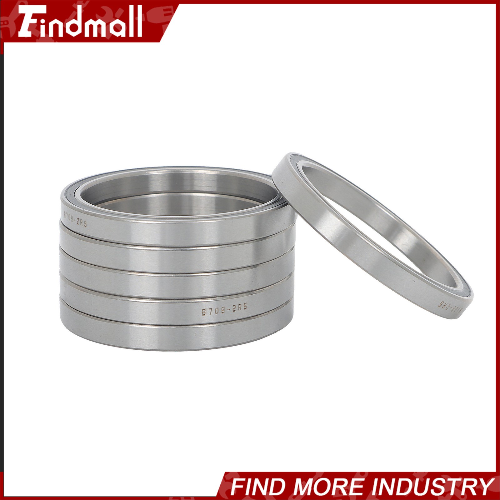 Findmall 6709-2RS Deep Groove Bearings 10pcs 45x55x6mm Rubber Sealed Pre-Lubed