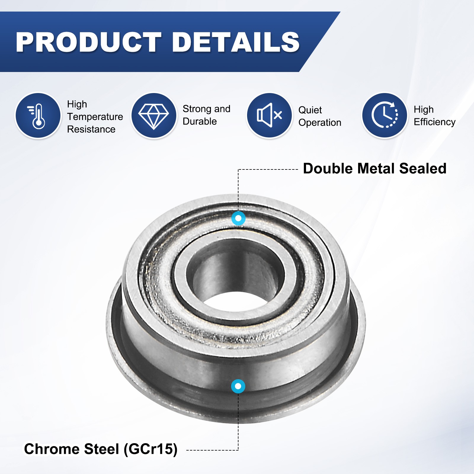 10-Pack MF83ZZ Flanged Ball Bearing, 3x8x3mm Metal Sealed Chrome Steel