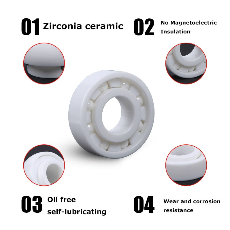 Full Ceramic ZrO2 Zirconium Dioxide Ball Bearings 608CE 6200CE~6210CE 2RS