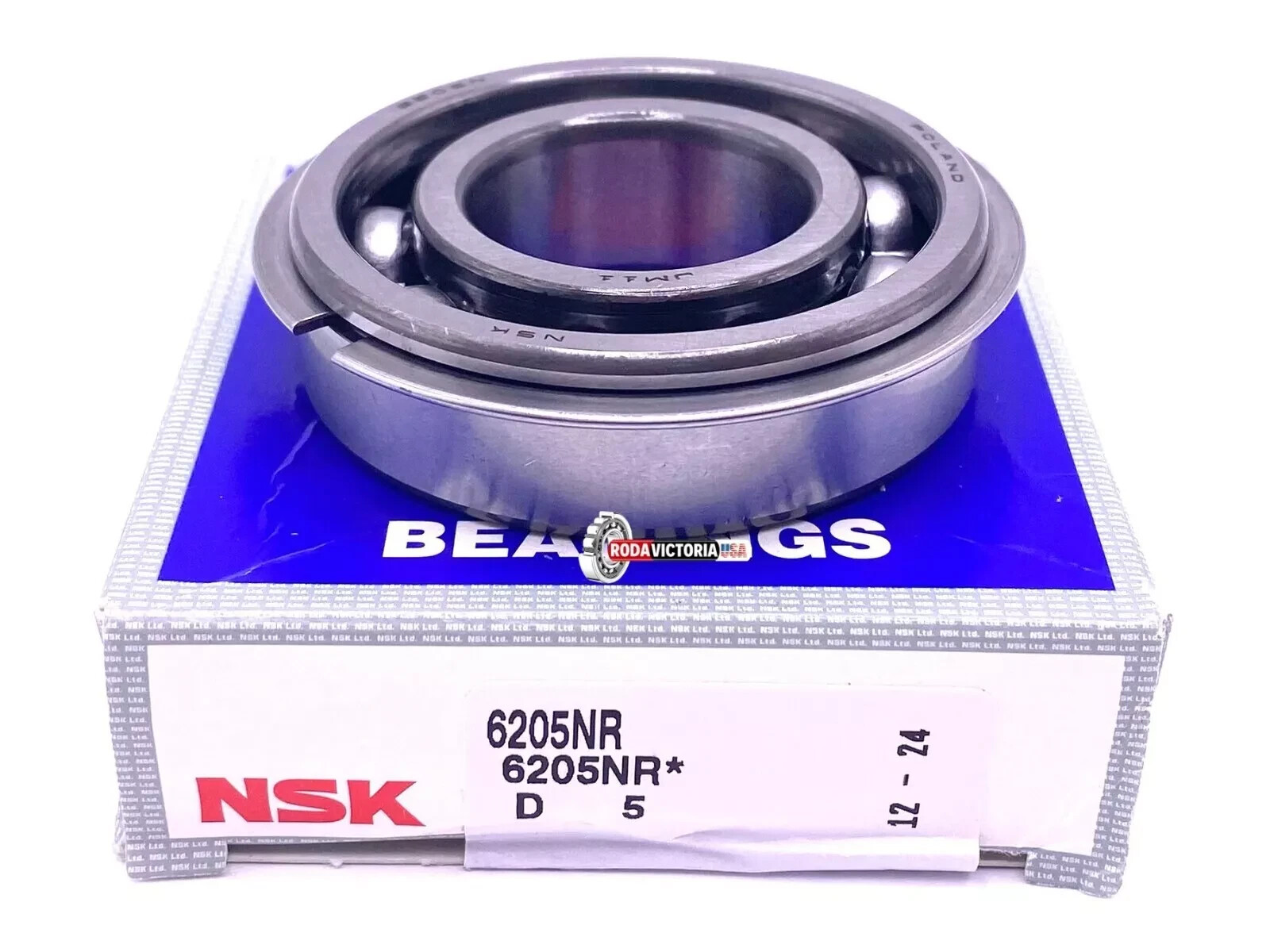 NSK 6205 NR Ball Bearing, Open Type, No Seals + Snap Ring 25x52x15 mm