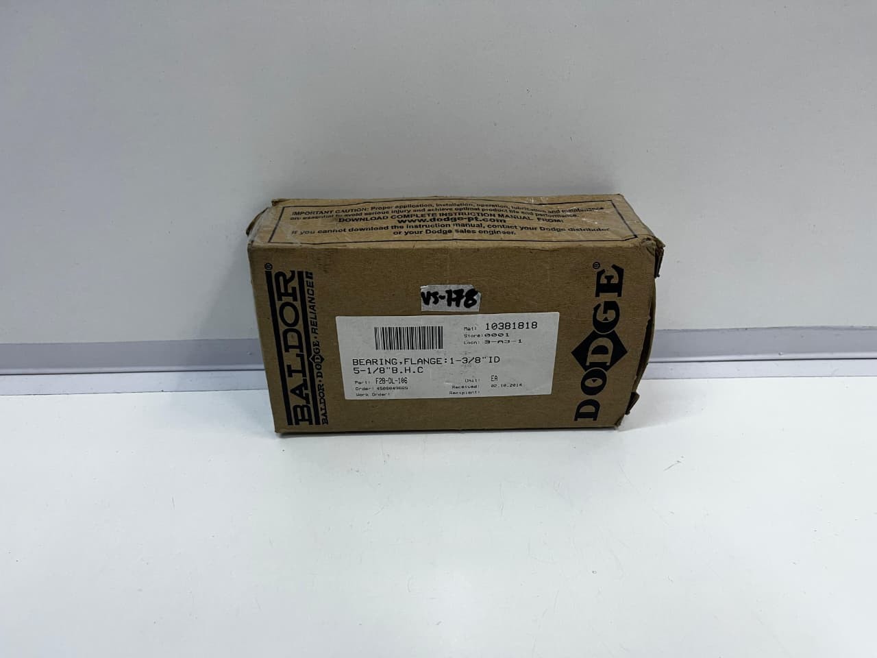 New BALDOR / DODGE 128765 F2B-DL-106 Flange-Mount Bearing Unit, VS#178