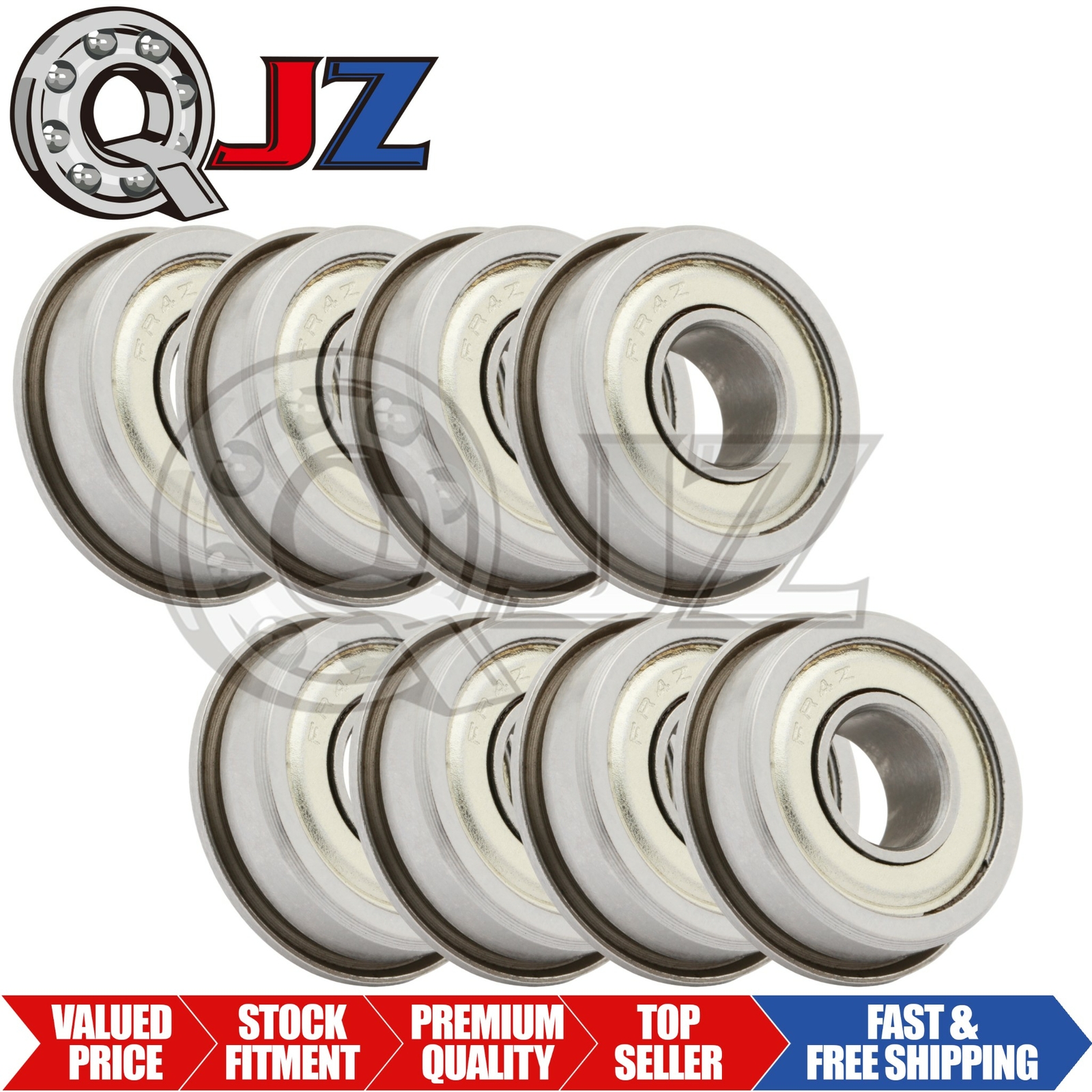 [8-Pack] FR4-ZZ Deep Groove Flanged Ball Bearing 1/4″ ID x 5/8″ OD x 0.196″ W