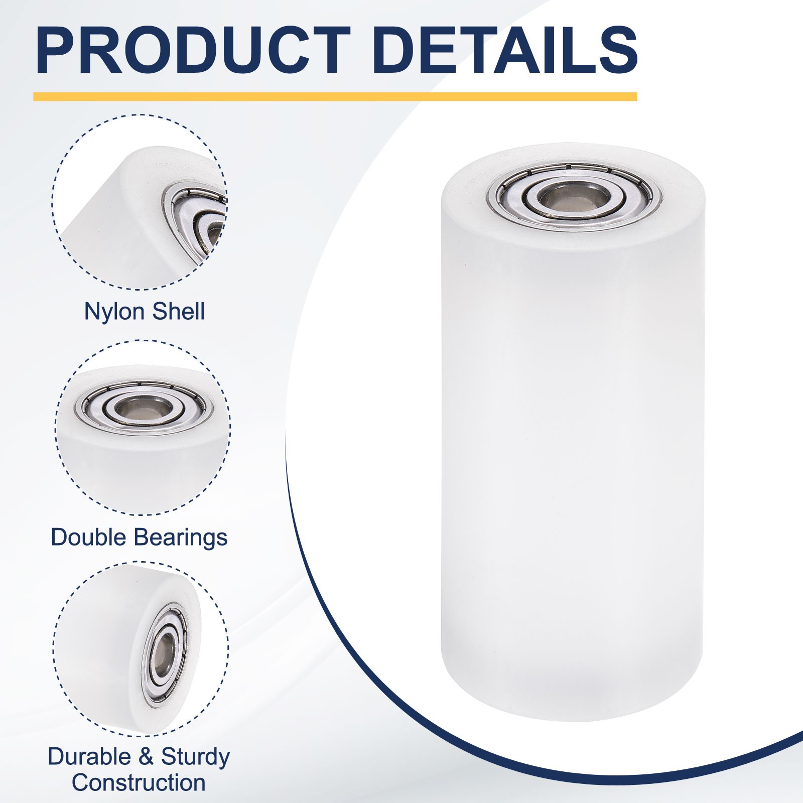 2Pcs Nylon Roller Wheel with Bearings, 1/2″x1-7/8″x4″ Nylon Pulley