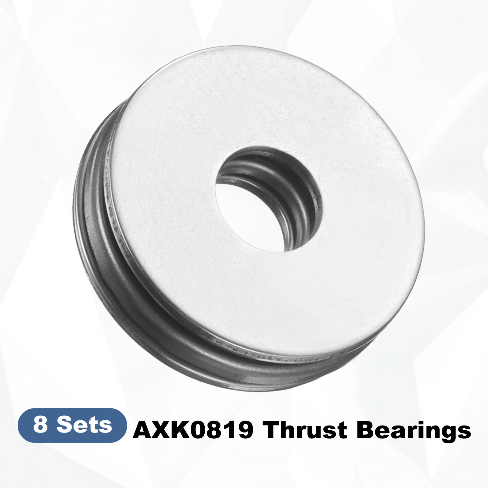 8 Sets AXK0819 Chrome Steel Needle Roller Thrust Bearings w/ Washers 8x19x4mm