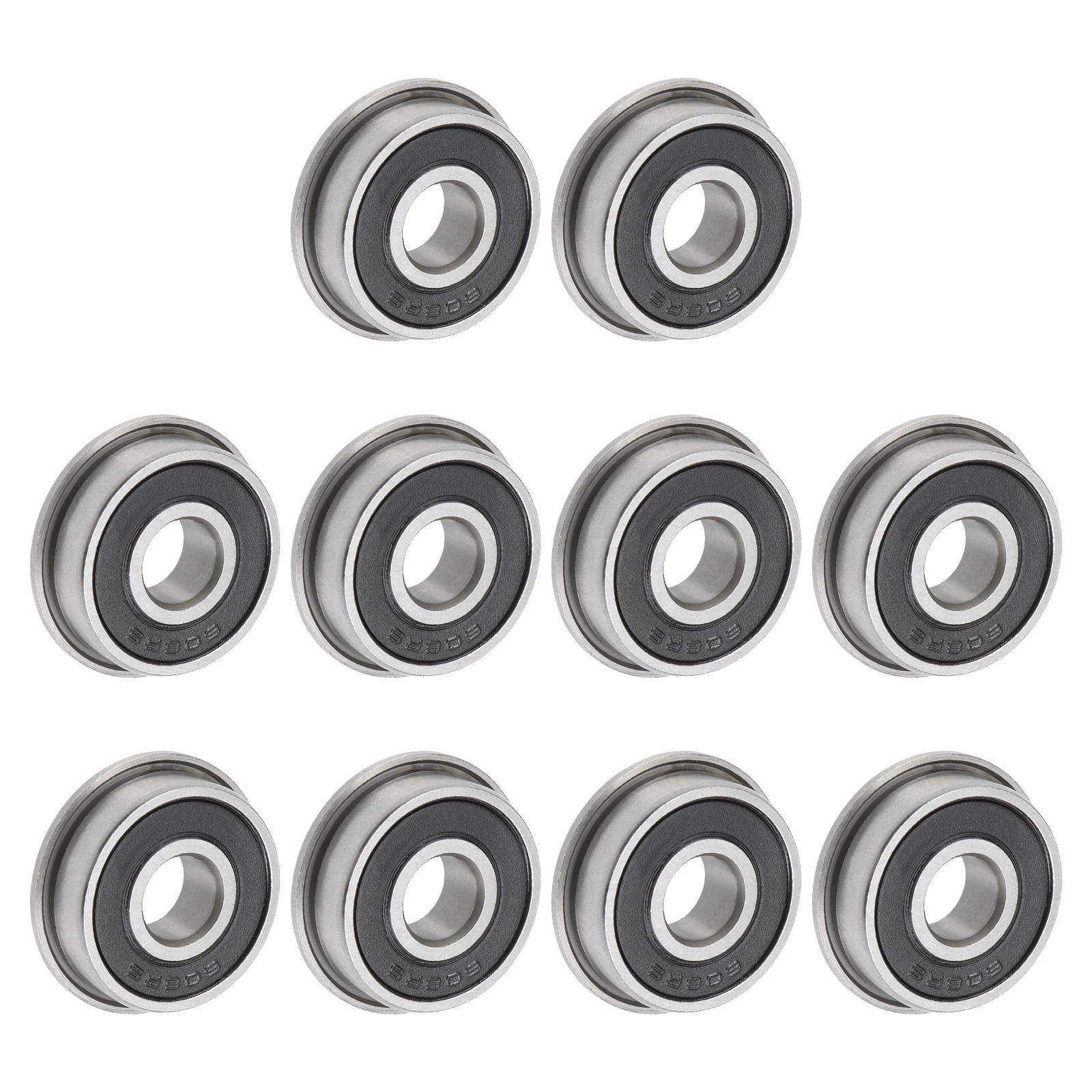 F608-2RS Flanged Ball Bearing 8x22x7mm Sealed Chrome Steel Flange Bearings 10pcs