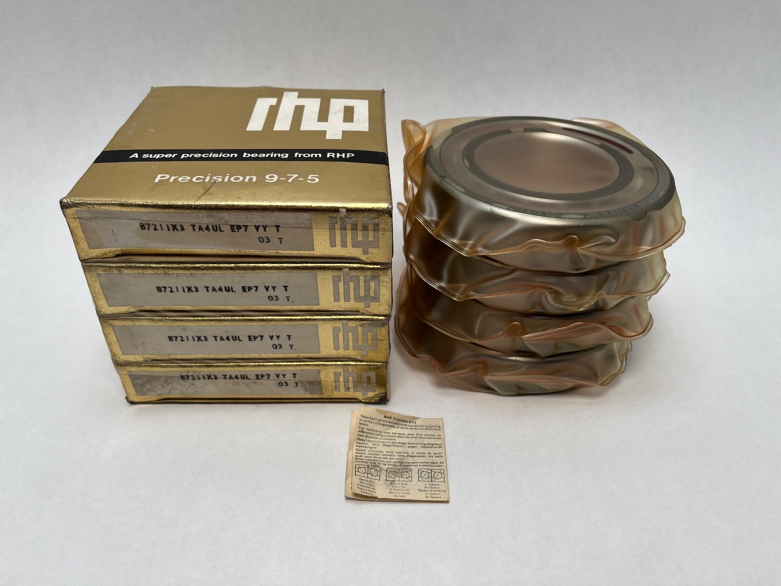 RHP 7211ETQULP4 Bearing 55x100x21mm 7211-E-T-QUL-P4 B7211X3TA4ULEP7 England 4Pcs