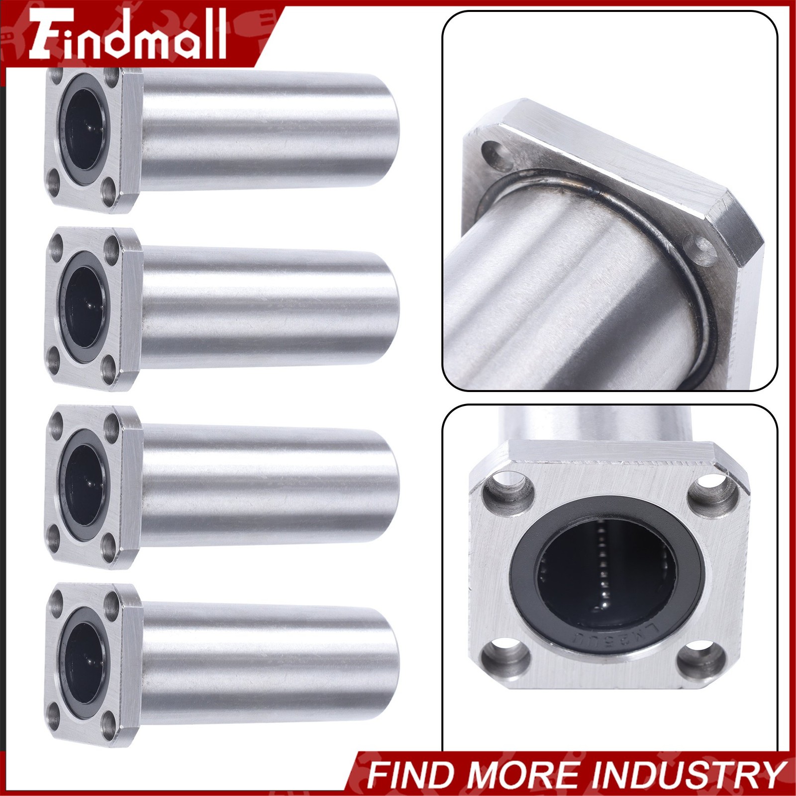 Findmall Steel Cage LMK25UU Linear Bearing 25x40x59mm Square Flange for CNC