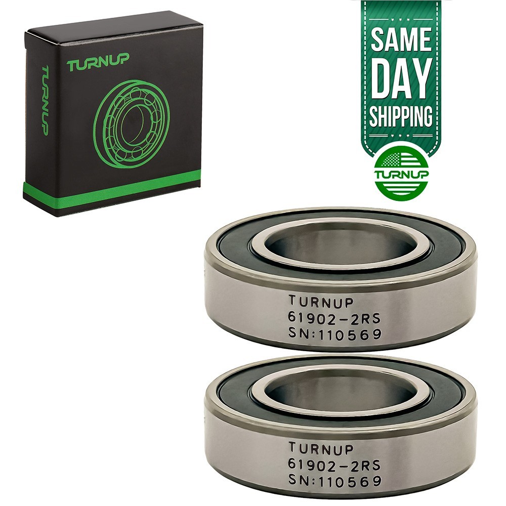 2 Pack TURNUP 61902-2RS 15x28x7mm Double Rubber Sealed Deep Groove Ball Bearings