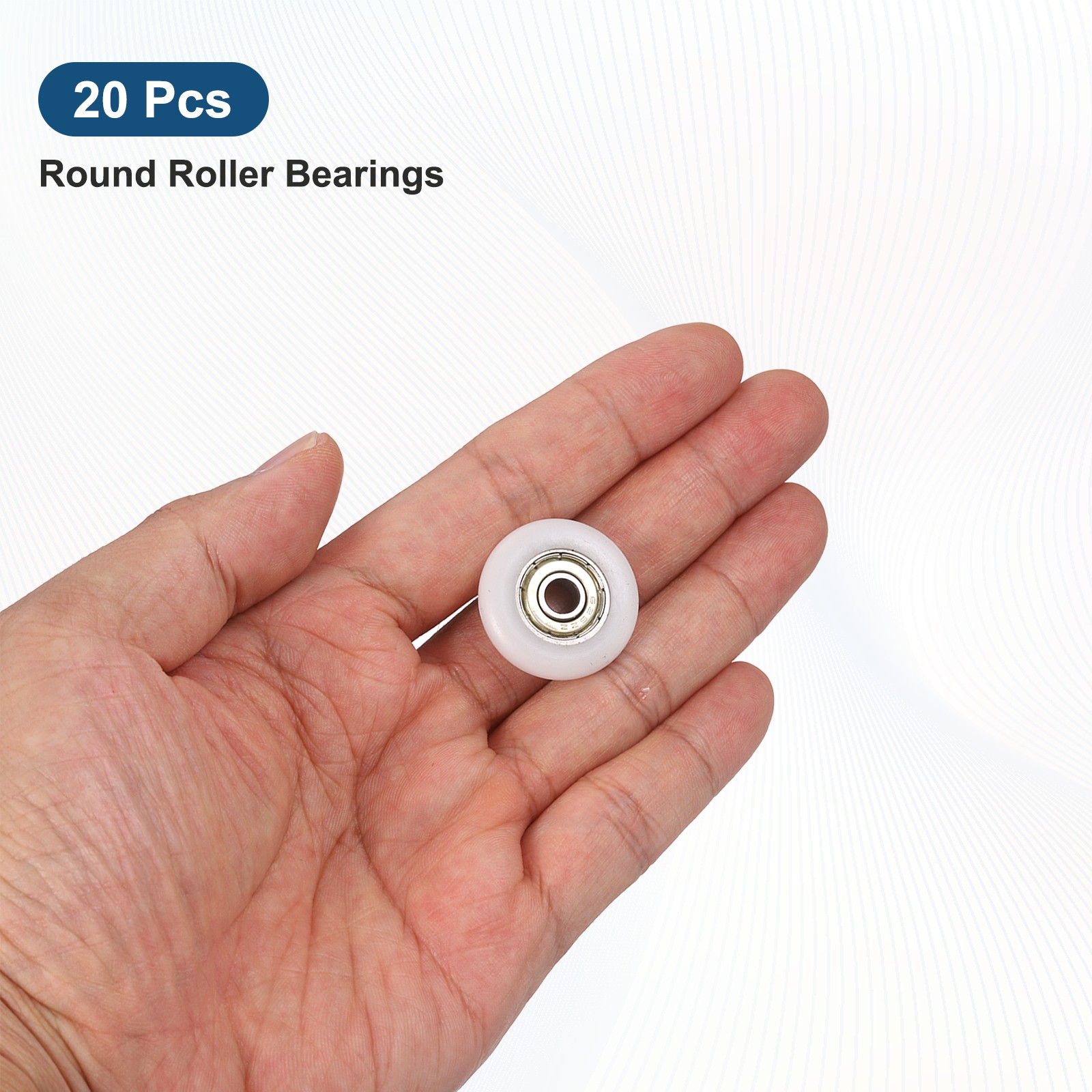 20Pcs 5x25x6mm Metal Shielded (GCr15) Chrome Steel Bearing+POM Guide, White