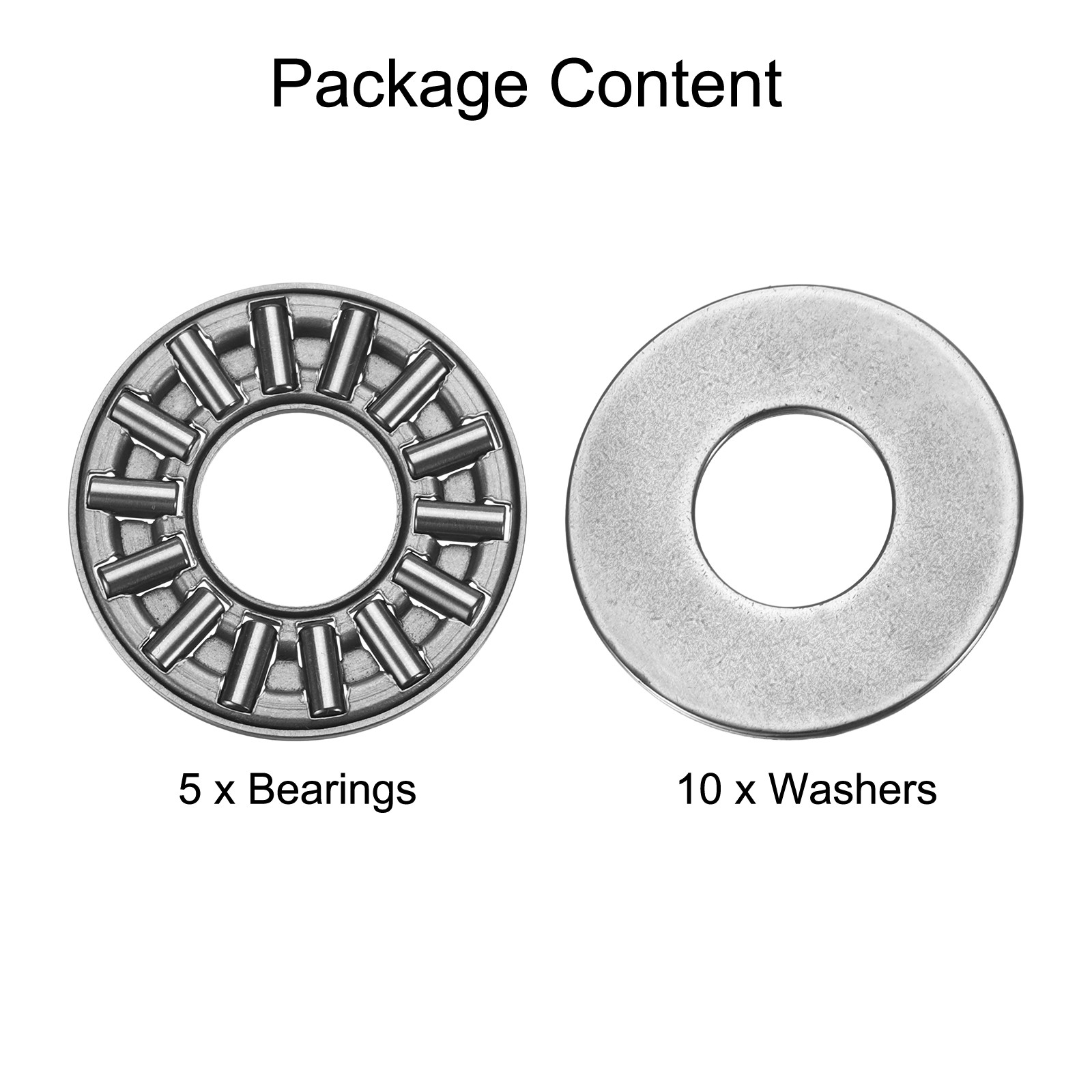 5 Sets AXK1024+2AS Thrust Needle Roller Bearings 10x24x4mm, P5 (ABEC 5)