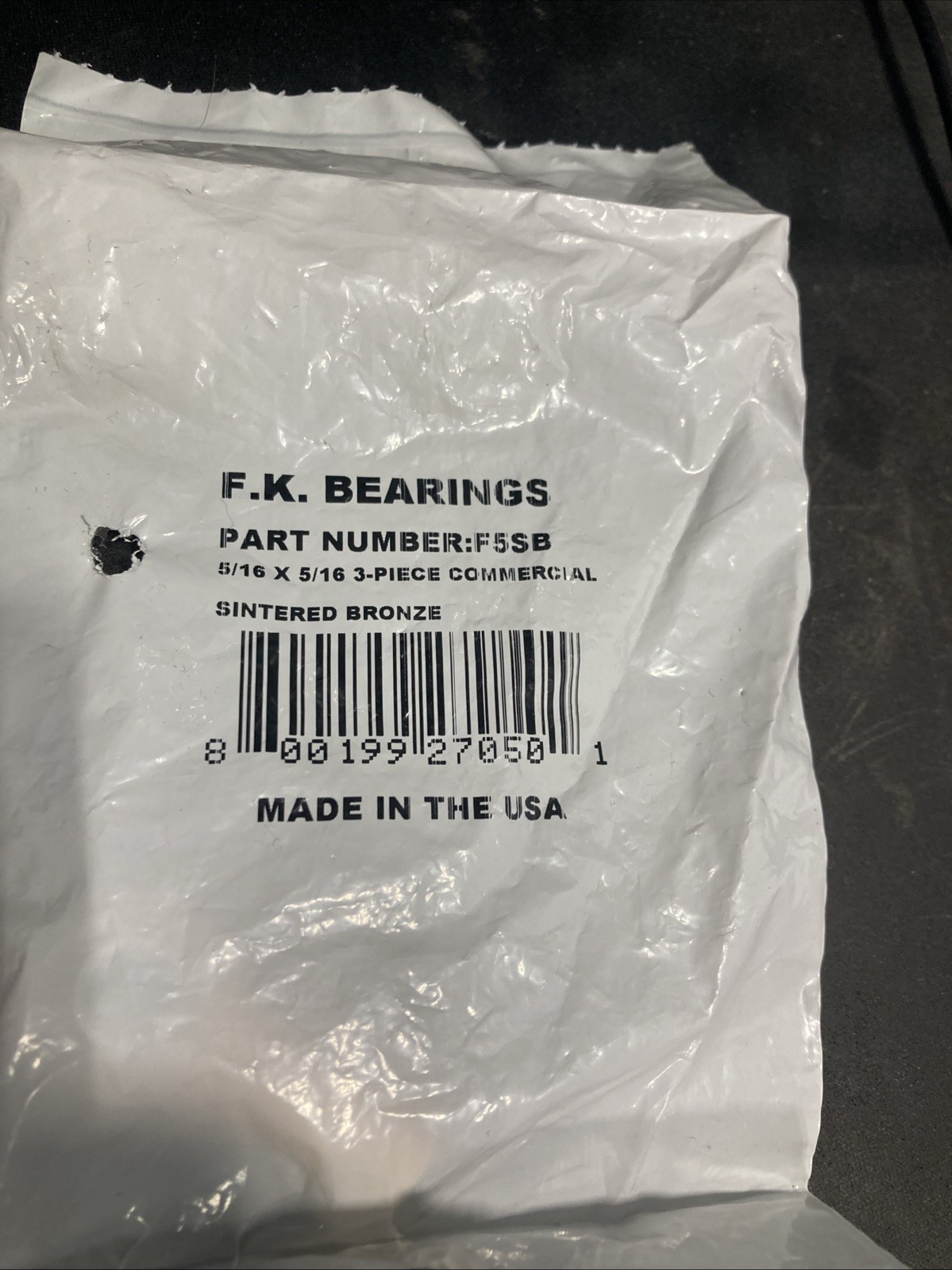 F.K. Bearings,F5SB,5/16 x 5/16 3-Piece Commercial Sintered Bronze Rod End