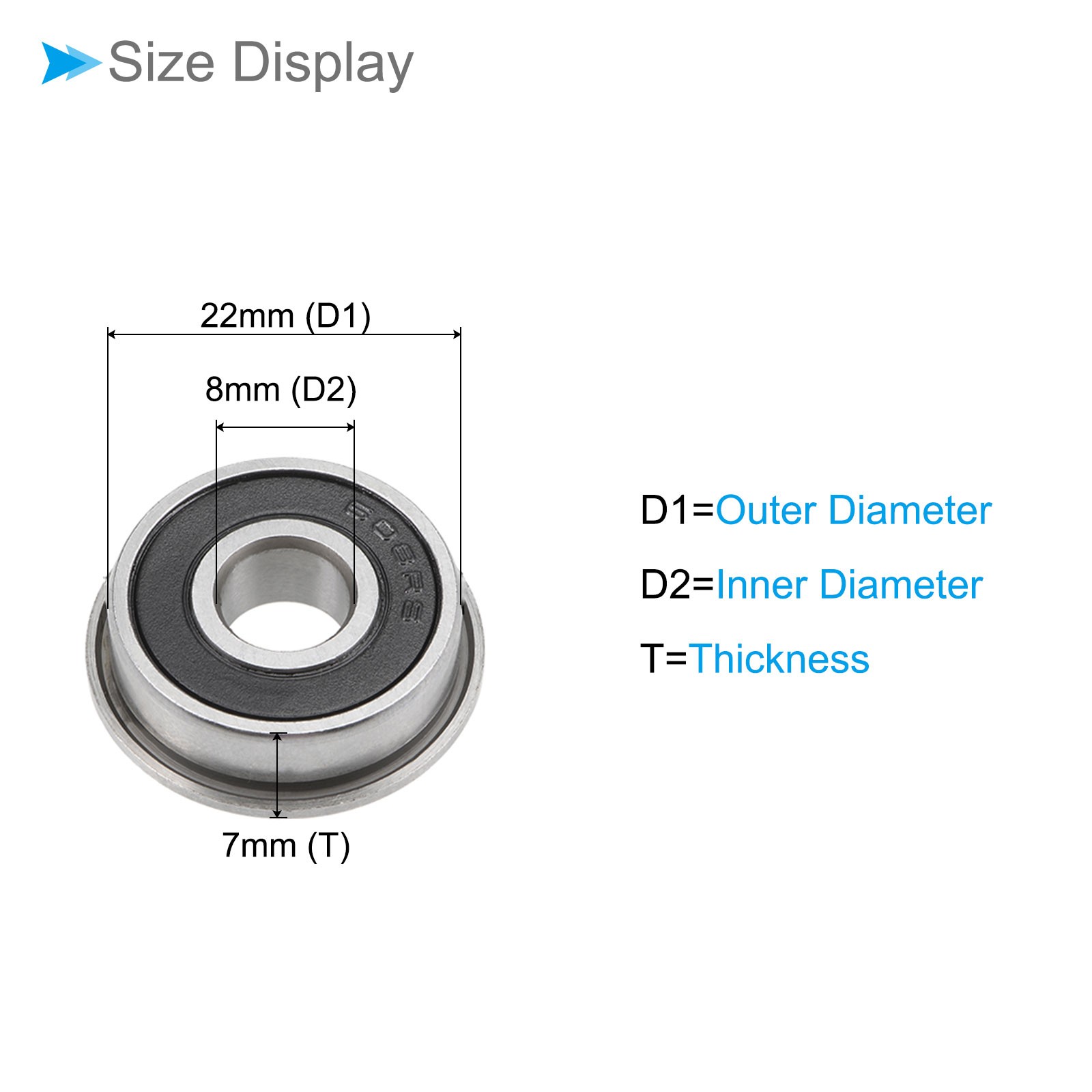 Deep Groove Ball Bearing, F608-2RS Double Shields for Machinery, 2-Pieces