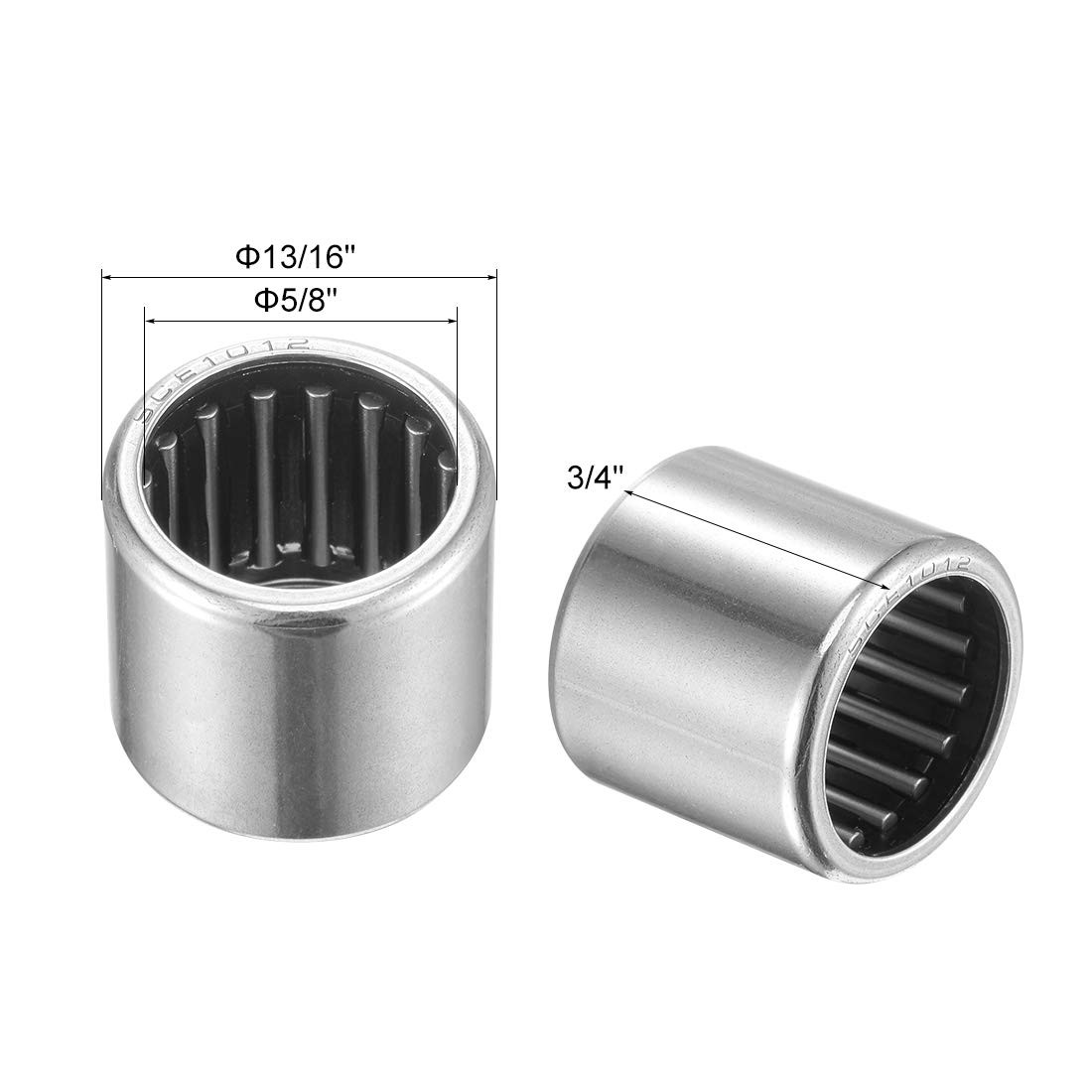 Uxcell SCE1012 Needle Roller Bearings 5/8-Inch Bore 13/16-Inch OD 3/4-Inch Widt