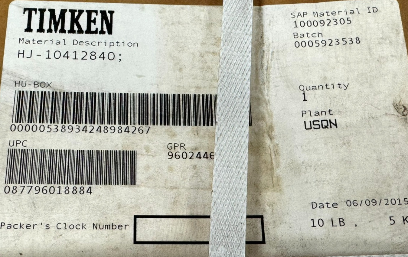 NEW TIMKEN HJ-10412840 NEEDLE ROLLER BEARING