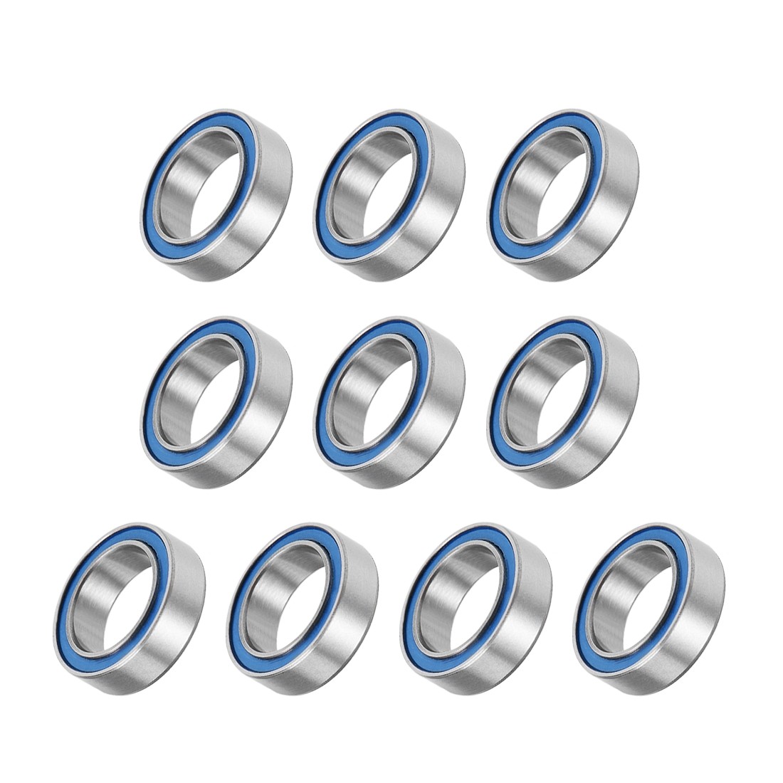 Bearings (MR128-2RS, 8mmx12mmx3.5mm) 10Pcs, Chromium Steel Double Sealed, Blue