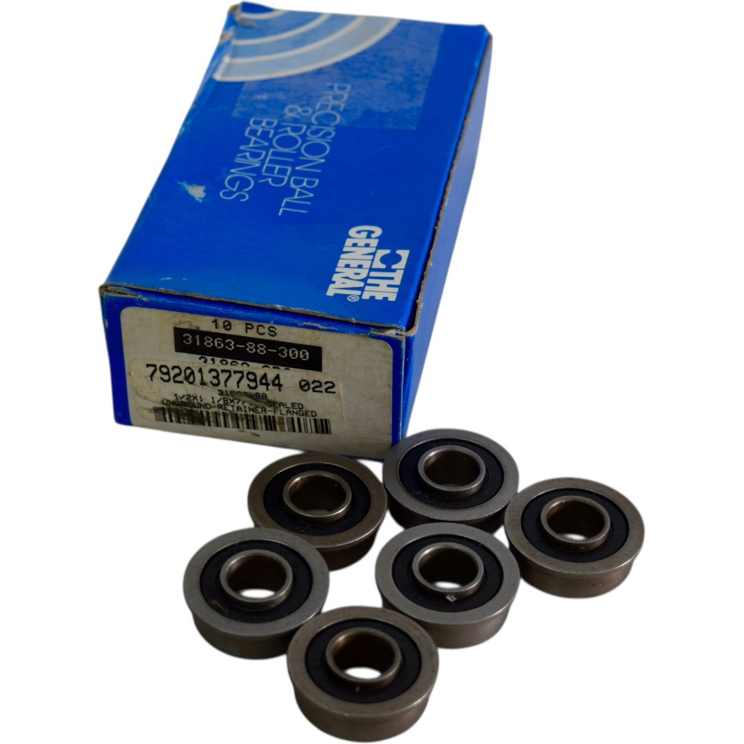 Pack of 6 NEW General Bearing 31863-88-300 Flanged Ball Bearing 1/2” ID x 1-1/8