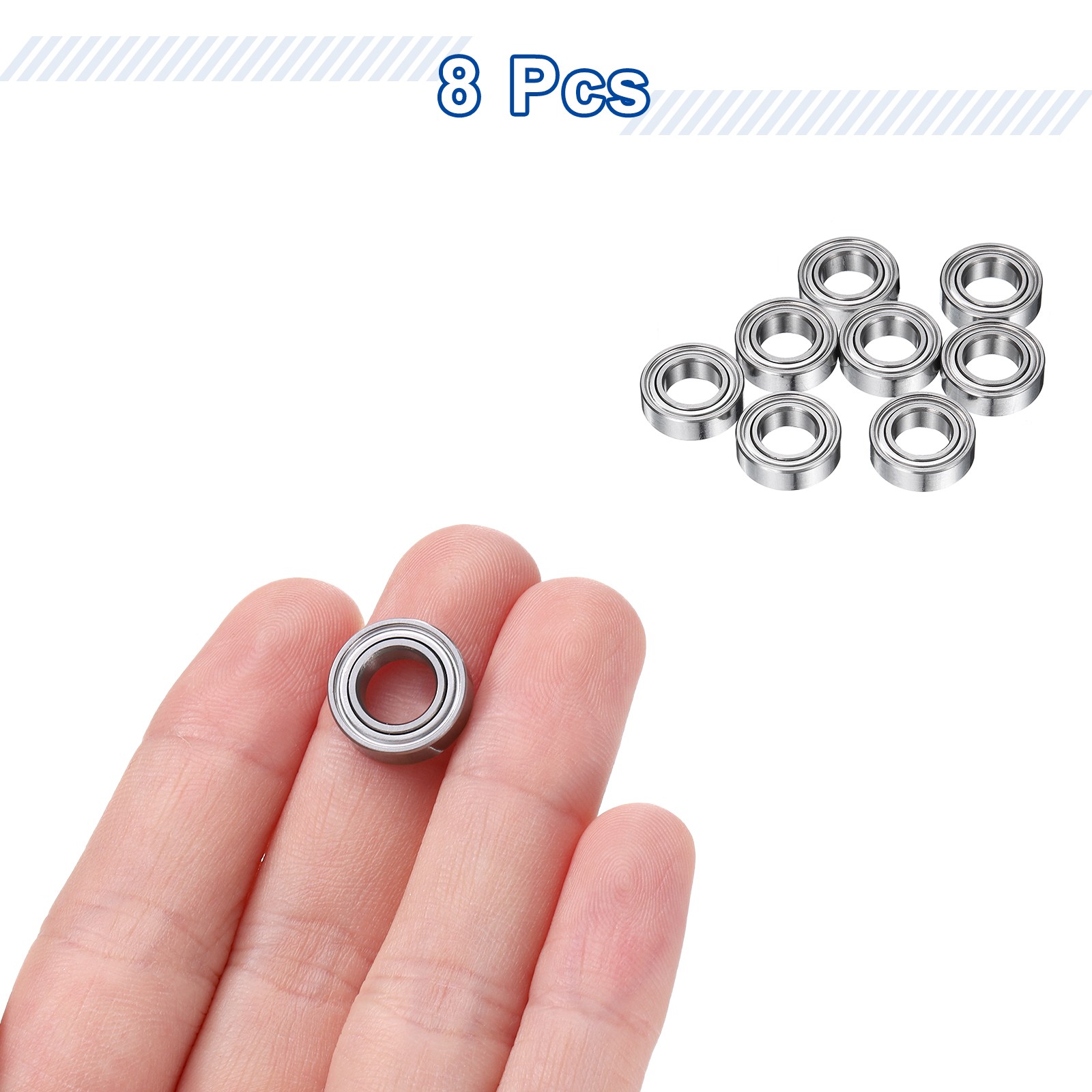 8Pcs MR137ZZ Deep Groove Ball Bearings, 7mm ID 13mm OD 4mm Width Bearing