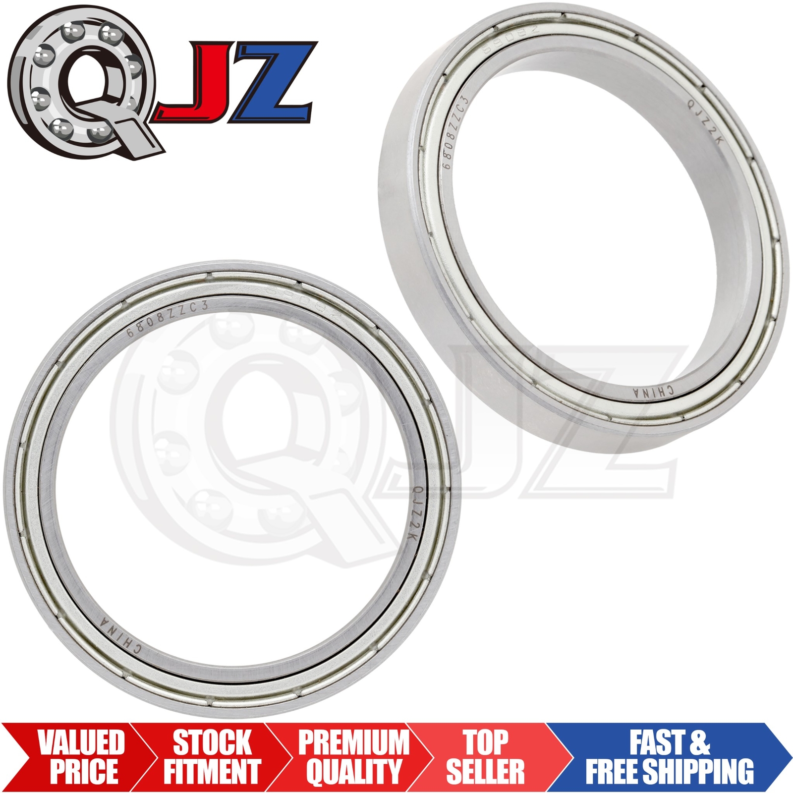 [Qty.2] New 6808-ZZ Radial/Deep Groove Ball Bearing [40mm ID x 52mm OD x 7mm W]
