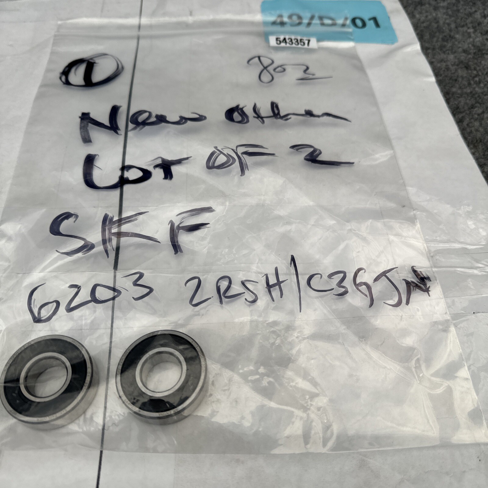 Lot of 2 – SKF 6203 2RSH/C3GJN Deep Groove Radial Ball Bearing New