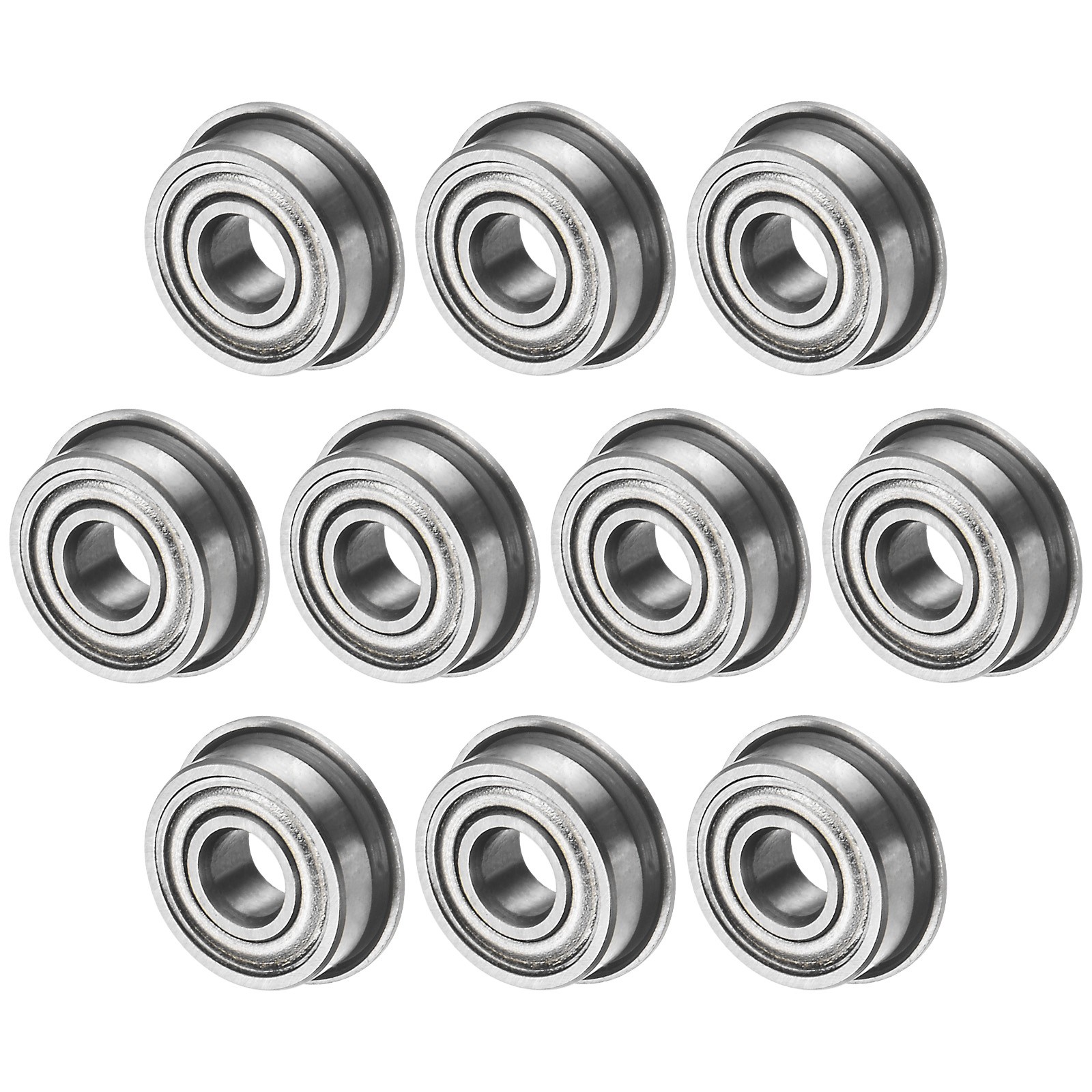 10-Pack MF83ZZ Flanged Ball Bearing, 3x8x3mm Metal Sealed Chrome Steel