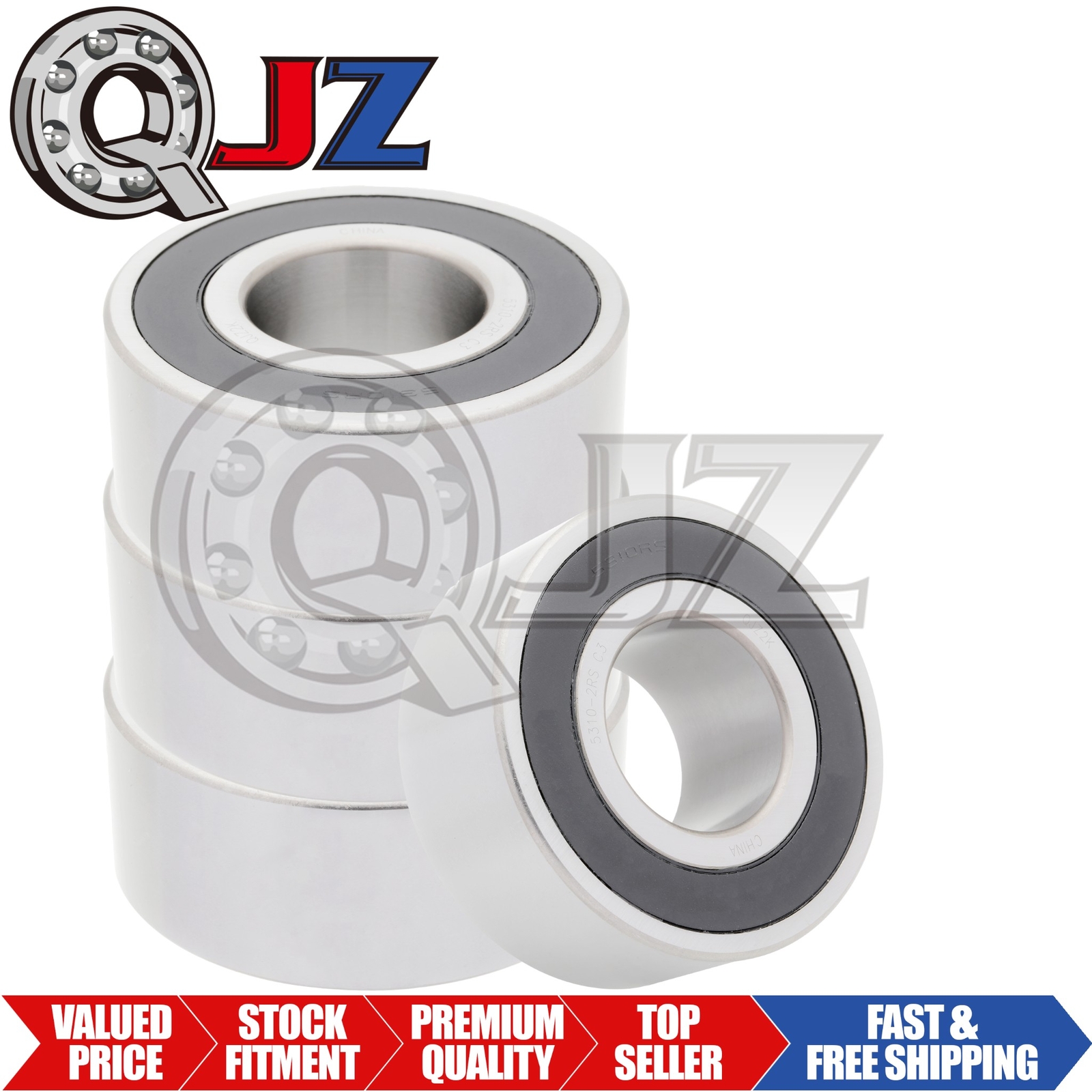 [Qty.4] 5310-2RS Angular Contact Ball Bearing [50 mm ID x 110 mm OD x 44.4 mm W]